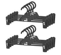 WJWSKI Trouser Hangers with Adjustable Clips, Stackable Skirt Hangers 10Pack, Pants Hangers Space Saving with 360° Swivel Hooks for Skirts,Dresses, Shorts, Jeans, Slack,Black