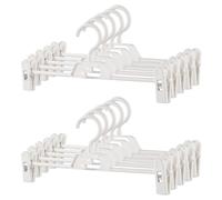 WJWSKI Trouser Hangers with Adjustable Clips, Stackable Skirt Hangers 10Pack, Pants Hangers Space Saving with 360° Swivel Hooks for Skirts,Dresses, Shorts, Jeans, Slack,White