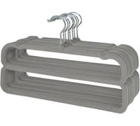 WJWSKI Velvet Trouser Hangers - Double-Layer Space Saving Velvet Hangers Non Slip, 10 Pack Flocked Pants Hangers with 360° Swivel Hooks for Jeans, Trousers, Leggings, Tie, Scarf and Towel,Grey