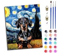 WJWWANG Paint by Numbers for Adults Abstract Moonlight Sausage Dog DIY Oil Painting by Numbers on Canvas for Gift and Home Decor 20X16 Inch (50x40cm)