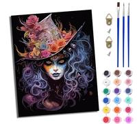 WJWWANG Paint by Numbers for Adults Gothic Witch DIY Oil Painting by Numbers on Canvas for Gift and Home Decor 20X16 Inch (50x40cm)