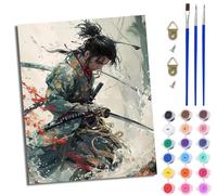 WJWWANG Paint by Numbers for Adults Paint Numbers on Canvas DIY Acrylic Paints Set for Beginners Japanese Samurai Boy Acrylic Drawing Paintwork 20 X 16 Inches(Without Frame)