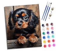 WJWWANG Paint by Numbers Kits for Adults Painting by Number Kits On Canvas Cavalier King Charles Spaniel DIY Color Oil Painting Acrylic Paints,Home Wall Decor 16x20inch/40×50CM Without Frame