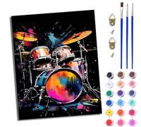 WJWWANG Paint by Numbers Kits for Adults Painting by Number Kits On Canvas Inkjet Style Drum Set DIY Color Oil Painting Acrylic Paints,Home Wall Decor 16x20inch/40×50CM Without Frame