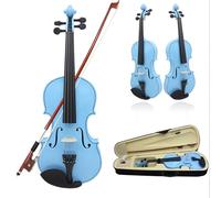 WJWWO 4/4 acoustic beginner's violin, violin set, violin includes rosin, bow, cloth box,Blue