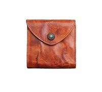 WJXFHTD 1PCS Crazy Horse Wallet Folding Snap Leather Wallet Leather Coin Purse for Women Vintage Leather Wallet Wallets for Men and Women, Brown, Vintage