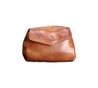 WJXFHTD 1PCS Leather Coin Pouch men Double Layer Coin Purse Leather Coin Purse for Women Vintage Leather Coin Purse Crazy Horse Wallet, Light brown, Vintage