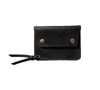 WJXFHTD 1PCS Leather Coin Purse for Women Small Two-Button Coin Purse Leather Coin Pouch Holds a Variety of Cards and Folded Bills, Coins, Black, Vintage