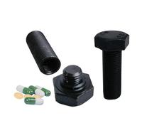 WJXFHTD 2PCS Unique Pill Box Disguised Smll Pillboxes Metal Pill Boxes Screw Capsule Organizer Twist-Top Cartridge Cute Pill Organizer Home Use, Outdoor Travel, Work Use Supplement Organizer (Black)
