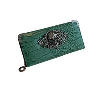 WJXFHTD Goth Wallet Skull Clutch Bag PU Leather Clutch Bag Gothic Wallet Gothic Purse, Green, Gothic