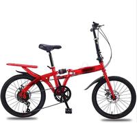 WJYCGFKJ 14/16/20 Inch Adult Folding bike, 6-Speed Carbon Steel Lightweight Folding Bicycle with Adjustable Seat and Handlebars,Shock Absorbers Dual V-brake Heavy Duty Pedal Bike for Men and Women