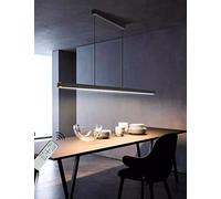 WJYCYN LED Hanging Lamp Modern Dimmable with Remote Control Linear Design Dining Table Pendants & Pendant Lights Height Adjustable Kitchen Island for Dining Room Office Chandeliers (Black, L150cm)