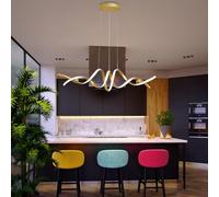 WJYCYN Modern LED Pendant Light Infinitely dimmable 3000K-6500K Creative Spiral Chandelier Restaurant Office Hanging lamp Glare Free Adjustable Height for Kitchen or Dining Room 75W L100cm (Gold)