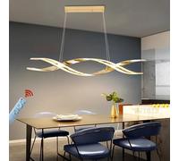 WJYCYN Spiral Modern Gold LED Pendant Lights Dimmable L120cm 78W Dining Room lamp Twist Creative Designs Height-Adjustable Dining Table Chandeliers Kitchen Office Bedroom Living Room Lighting 6400LM