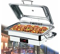 WJYTDHIQS 9l Buffet Platform Heater, Electric Stainless Steel Chafing Dish, Large Capacity Food Warming Pot, Chafing Dish Buffet Set, with Temperature Control Panel for Keep Dishes Warm