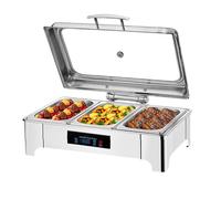 WJYTDHIQS 9l Buffet Platform Heater, Large Capacity Chafer, Electric Stainless Steel Chafing Dish, Chafing Dishes With Touch Display, for Parties with Temperature Adjustment Function