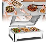WJYTDHIQS 9l Buffet Platform Heater, Stainless Steel Electric Food Warmer for Buffet Restaurant and Parties, With 1/2/3-Grid, Large Capacity Chafer, Chafing Dishes With Touch Display,2 -Grid
