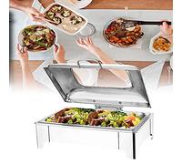 WJYTDHIQS 9l Buffet Platform Heater, Stainless Steel Electric Food Warmer for Buffet Restaurant and Parties, With 1/2/3-Grid, Large Capacity Chafer, Chafing Dishes With Touch Display,2 -Grid