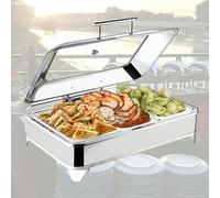 WJYTDHIQS 9L Electric Chafing Dish Buffet Heater, Stainless Steel Chafing Dish Buffet Set, Pot Thickened Combination Structure, Large Capacity Food Warming Pot | Stainless Steel