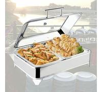 WJYTDHIQS 9L Electric Chafing Dish Buffet Heater, Stainless Steel Chafing Dish Buffet Set, Pot Thickened Combination Structure, Large Capacity Food Warming Pot | Stainless Steel