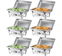 WJYTDHIQS 9L Rectangular Stainless Steel Buffet Warmer, Foldable Frames Food Warmer Set, Chafing Dishes Food Warmers with Pans Chafing Fuel Chafing Dish Set, for Buffets Caterings Parties
