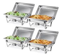 WJYTDHIQS 9L Rectangular Stainless Steel Buffet Warmer, Foldable Frames Food Warmer Set, Chafing Dishes Food Warmers with Pans Chafing Fuel Chafing Dish Set, for Buffets Caterings Parties