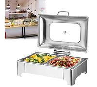 WJYTDHIQS 9L Stainless Steel Chafing Dishes Buffet Food Warmer Electric for Parties - Chafer Chafing Dish with Transparent Visible Cover - Adjustable Temperature (0-85°)(Size:1/2 PAN)