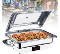 WJYTDHIQS Buffet Server Warming Tray Hot Plates Warmer For Keeping Food Warm 9l Electric Chafing Dishes With Touch Display 600w Fast Heating 30℃-90℃ Adjustment, 1/2-size