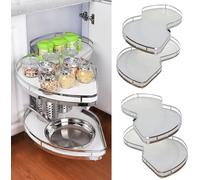 WJYTDHIQS Kitchen Blind Corner Tray Corner Flying Saucer Pull, Kitchen Cabinet Blind Corner Pullout Organizer, for 20 * 34 * 16.5in Cabinet, For Minimum Cabinet, Pull right(open left)