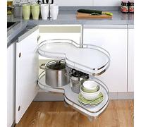 WJYTDHIQS Kitchen Cabinet Blind Corner Pull-Out, Pull out Cabinet Organiser 2 Tier Kitchen Cabinet Cupboard, Carousel Twin Shelffor 800mm or 900mm, Soft Close (Right open)
