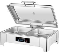 WJYTDHIQS Large Capacity Food Warming Pot, 9L Buffet Heating Pot With Rectangular Food Basin And Rotary Cover, Chafer Chafing Dish with Transparent Visible Cover - Adjustable Temperature (0-85°)