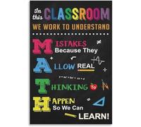 WJZJSVWTAU Mistakes Allow Thinking to Happen Math Poster, Growth Mindset Classroom Wall Decor for Elementary & Middle School Teachers, Motivational Educational Print(Framed,08x12inch(20x30cm))