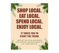 WJZJSVWTAU Shop & Support Local Businesses Wall Art - Rustic Floral Motivational Print for Kitchen, Cafe, or Farmer's Market Lovers(Framed,08x12inch(20x30cm))