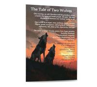 WJZJSVWTAU The Tale of Two Wolves Canvas Print - Native American Cherokee Story Art with Inspirational Quote, Unframed Wall Decor for Home and Office(Unframed,08x12inch(20x30cm))