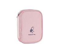 WJZWQZ Small First Aid Bag Empty, Portable Travel Pill Bag Double Zipper First Aid Pouch with Handle for Family Outdoors Hiking, Pink