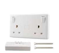 WK Electrical - 1 Gang to 2 Gang Socket Converter, Double Switched 13A UK Wall Socket, Single to Double Plug Socket Converter, BS 1363, 13A 250V, 40mm Screws, Type G, White