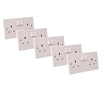 WK Electrical - 13A Single Pole Switched Twin Plug Sockets (Pack in 5)