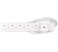 WK Electrical - 6 Way Switched Extension Socket, multi socket lead, trailing socket - 2M cable, BS1363, BSEN 50525 wires