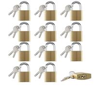 WK Electrical - Brass Padlocks with 2 Keys | Rust-Resistant | Hardened Shackle | Drainage Holes | Heavy-Duty Lock for Ultimate Protection, Pack of 12 (50mm)