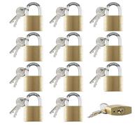 WK Electrical - Brass Padlocks with 2 Keys | Rust-Resistant | Hardened Shackle | Drainage Holes | Heavy-Duty Lock for Ultimate Protection, Pack of 12 (40mm)