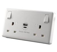 WK Electrical - FAST CHARGE USB TYPE A + C | 13A 1G to 2G Switched Converter Socket with USB (20W PD3.0)