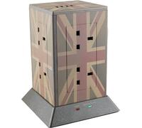 WK Electrical - Vertical Power Tower 8 Gang Extension Electric USB charging Socket with Surge Protection & 1.5M Powercord - 4800mA (Vintage Union Jack)