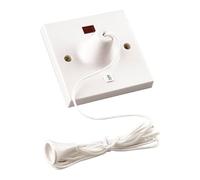 WK Electrical - White 45A Double Pole Shower Ceiling Pull Cord Switch with Mechanical & Neon Indicator