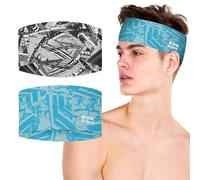 WK IEASON 2 Pcs Sport Headband for Men and Women, Elastic Wide Workout Headband for Running, Cycling, Yoga, Dominating Your Competition - Performance Stretch & Moisture Wicking
