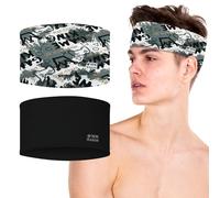 WK IEASON 2 Pcs Sport Headband for Men and Women, Elastic Wide Workout Headband for Running, Cycling, Yoga, Dominating Your Competition - Performance Stretch & Moisture Wicking
