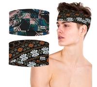 WK IEASON 2 Pcs Sport Headband for Men and Women, Elastic Wide Workout Headband for Running, Cycling, Yoga, Dominating Your Competition - Performance Stretch & Moisture Wicking