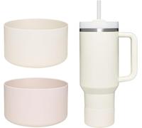 WK IEASON 2 Pcs Tumbler Bottom Protector Boot for Stanley Quencher Adventure 40oz & Stanley IceFlow 20oz 30oz and Compatible with Hydro Flask Water Bottle 12oz 21oz 24oz(Rose Quartz/Cream)