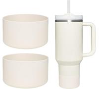 WK IEASON 2 Pcs Tumbler Bottom Protector Boot for Stanley Quencher Adventure 40oz & Stanley IceFlow 20oz 30oz and Compatible with Hydro Flask Water Bottle 12oz 21oz 24oz(Creamx2)