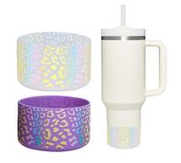 WK IEASON 2 Pcs Tumbler Bottom Protector Boot for Stanley Quencher Adventure 40oz & Stanley IceFlow 20oz 30oz and Compatible with Hydro Flask Water Bottle 12oz 21oz 24oz(LEO Transparent/Purple)
