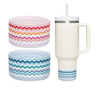 WK IEASON 2 Pcs Tumbler Bottom Protector Boot for Stanley Quencher Adventure 40oz & Stanley IceFlow 20oz 30oz and Compatible with Hydro Flask Wide Mouth 12oz 21oz 24oz(Blue Wave Clear/Rose Wave Clear)